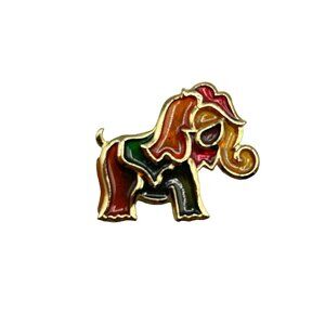 Colorful Elephant Brooch Poured Resin Pin Multicolor Animal Figural Jewelry
